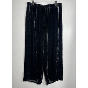 EILEEN FISHER Ivy Velvet Wide‎ Leg Pants Size Large NEW Holiday Party Business